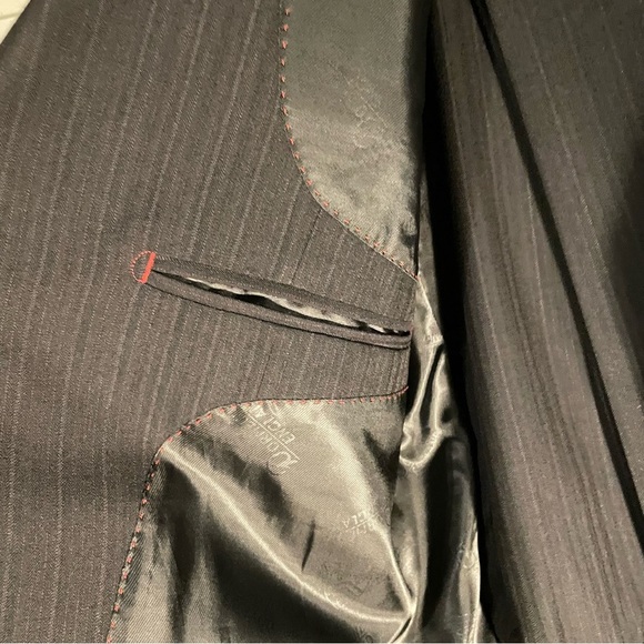 Picasso Dark blue 2 piece Suit with Notched Lapels and Pinstripes With Tie - Picture 4 of 9